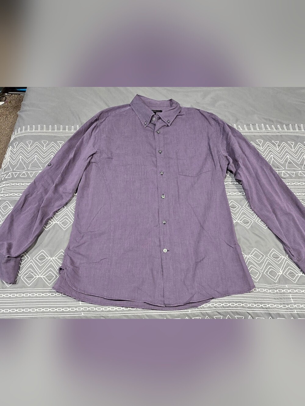 John Varvatos USA Purple Button Down shirt Size Large